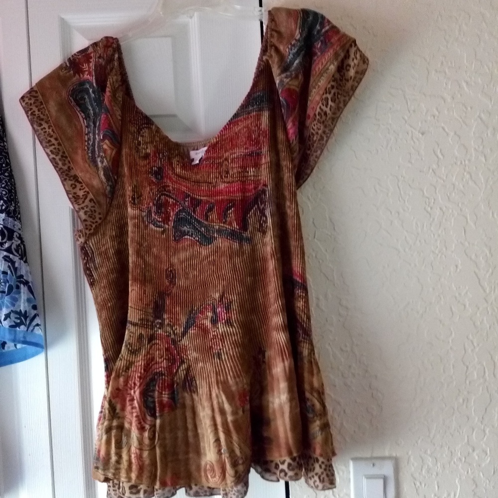 Paisley animal print women's blouse 3x